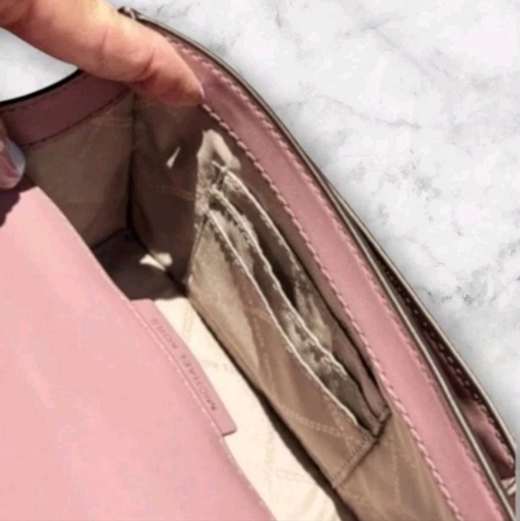 Michael Kors Heather Signature Logo Crossbody Bag Mauve/Blush/Silver, Y2k NWOT - Picture 8 of 13